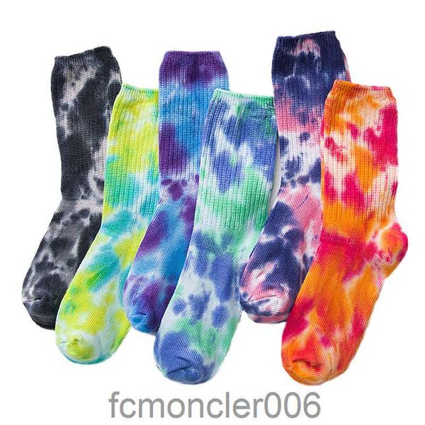 Calcetines de algodón para hombre y mujer Color de contraste High Street Ciclismo divertido Correr Senderismo Tie Dye Hip Hop 6XPM