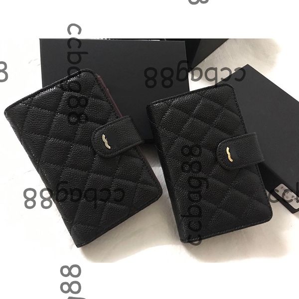 Hommes Femmes Designer Black Diamond Lattice Lambskin / Caviar Cuir Portefeuille Sacs Titulaire de la carte Zipper Snap Or / Argent Badge Multi Pochette Mini Purse 15X10CM 50073
