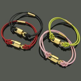 Para mujer para hombre del diseñador pulseras del encanto de bloqueo de cuerda de algodón pulsera de la manera V letra pulseras de lujo joyería