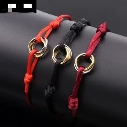 Heren Damesontwerper Fashion 316L Roestvrij stalen Trinity Ring String Bracelet Three Rings Hand Riempaar Bracebanden