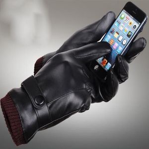 Guantes de cuero de PU para hombre y mujer, guantes de invierno con cinco dedos, guantes de cuero de imitación con protección para los dedos, 266k