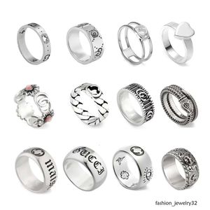 Mentiers pour femmes anneaux Double-G Shape Sier couples Ring Ring Version de haute qualité Bijoux en gros