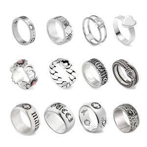 Mens Womens Designer Rings Double-G Shape Silver Couples Ring Version de haute qualité Spot Bijoux de luxe en gros