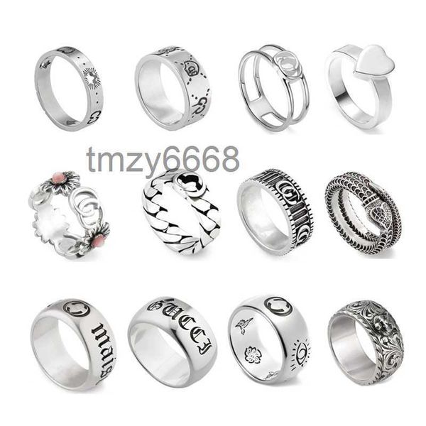 Anillos de diseño para mujer para hombre, forma de doble g, anillo de plata para parejas, versión de alta calidad, joyería de lujo al por mayor ZN0Z