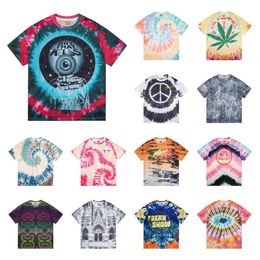 Para mujer para hombre diseñador camiseta Marca Verano Camisetas Tie-Dye Vintage High Street Manga corta Camisetas de lujo Pareja suelta Algodón puro transpirable camiseta casual Magliette