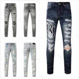 Diseñadores para hombres para hombres Jeans desgastados motociclista rasgado delgado de mezclilla para hombres jeans pantalones hombre flaco jeans jeans ciclista negro jean motocicleta de jean