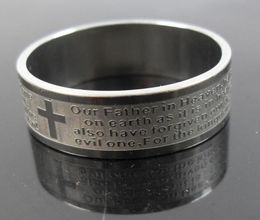 Mens Etch Christian Serenity Oración Anillo de acero inoxidable Banda de joyería de moda de plata tamaño 8 a 123135309