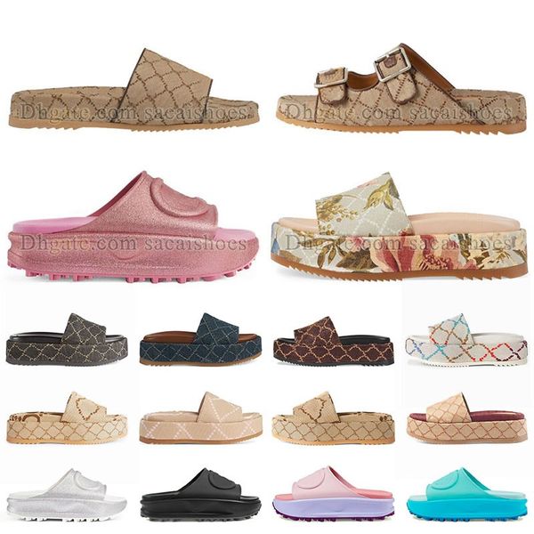 hommes femmes célèbres sandales designer pantoufle été mousse diapositives noir blanc rose métallisé ruban entraîneur sandalen maison de luxe plate-forme chaussures de plage papa sandalen