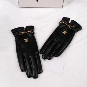 Heren Dames Vijf Vingers Handschoenen Designer Merk Letter Afdrukken Dikker Warm Houden Handschoen Winter Buitensporten Puur Katoen Kunstleer