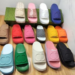 Heren dames in elkaar grijpende dia sandalen dikke zool plat bodem schuifontwerper luxe mode strandschoenen hoog hak lederen canvas rubberen slippers 35-45