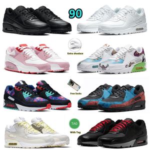 Heren Dames Outdoor Schoenen 90 Triple Black Triple White Valentijnsdag NYC Supernova Tie-Dye Ruohan Wang Mixtape hardloopschoen