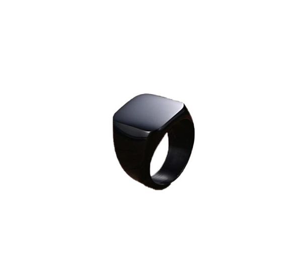 Bague Pinky pour hommes et femmes, bande en acier inoxydable, gros anneaux, couleur argent, chevalière noire polie, Bague de motard, bijoux de fête Anillos81498965334724