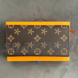 Monederos para mujer para hombre Emilie billetera larga Monedero de lujo Titulares de tarjetas Cuero genuino Diseñadores clásicos Botón Carteras Bolsa para llaves Muñequeras