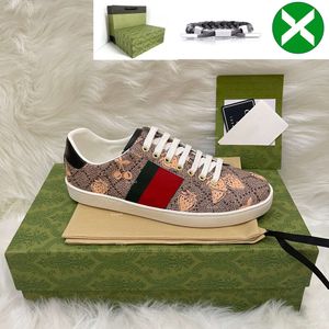 Zapatos para hombres zapatillas de abeja zapatillas de zapatillas bajas con caja de entrenadores deportivos diseñador tigre bordado rayas verdes blancas jogging mujer maravillosa Zapato 98l