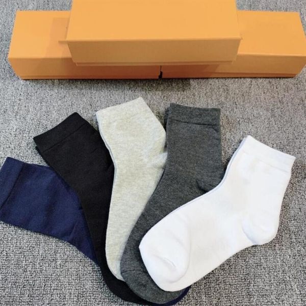 Chaussettes de sport pour hommes et femmes, 100% coton, couple entier, 5 couleurs, chaussettes longues et en forme de tube avec boîte jaune 291H