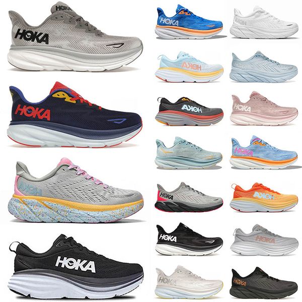 Hombres para mujer Deportes Hoka Zapatillas para correr Tamaño grande 47 Plataforma Hokas Cliton 9 Triple Black Peach Whip Bondi 8 Vibrant Orange Zapatillas deportivas Runners Eur 36-47