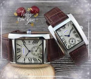 Hommes Femmes Carré Roman Daydate Montres Mouvement À Quartz Mâle Temps Réservoir Solo Must Designer Mâle Dame Horloge Deux Demi-Pins Amoureux Couple Montre Cadeaux De Noël Cadeaux