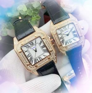 MENSEMENTS WEMENS Square Roman Tank Codor Watch Quartz Motion Time Time Clow Coue Couber Couples Business Leisure Diamonds Ring Watches Christmas Valentin pour la Saint-Valentin Cadeaux