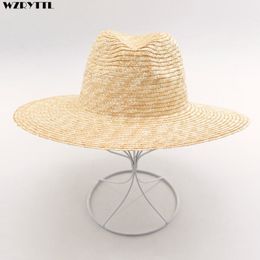 Herren Damen Sommer Jazz Hut 100% gehäkelter Weizenstrohhut Körper DIY Handwerk Millinery Basis Fedora Panama Beach UV Sonnenhüte Y200602