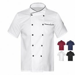 Para hombre para mujer unisex Chef camisa adultos cocina uniforme de trabajo Chef abrigo cocinero chaqueta hotel restaurante cantina pastelería café traje w2N8 #