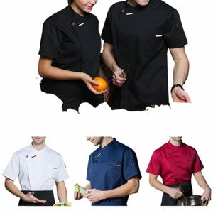 Hommes Femmes Unisexe Chef Chemise Adultes Cuisine Travail Uniforme Chef Manteau Cuisinier Veste Hôtel Restaurant Cantine Gâteau Boutique Café Costume I6Ud #