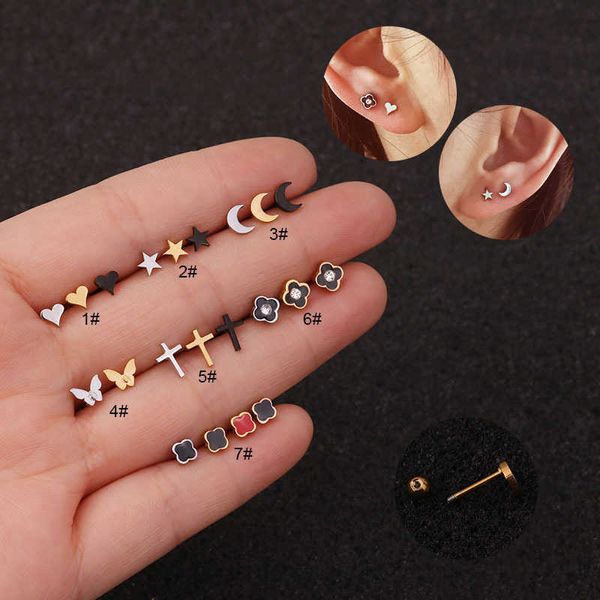 Boucles d'oreilles universelles pour hommes et femmes, clous d'oreilles en acier inoxydable, trous d'oreille, petits clous en os d'oreille, Piercing simple et personnalisé, bijoux tendance Hip Hop Punk, vente en gros