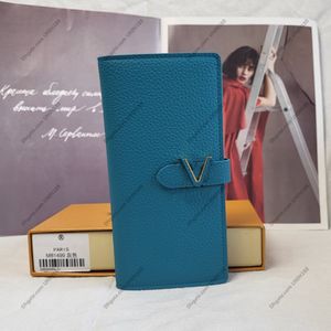 Heren dames verticale lange portefeuilles vaste kleur handtas luxurys ontwerpers tas dames zip reis portemonnee munt portemonnee met originele doos 2262