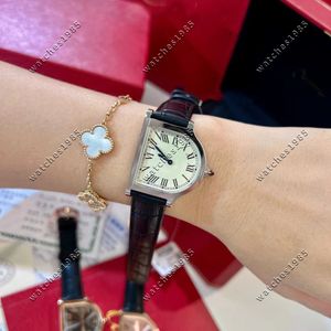 Heren Dames Horloges 2023 Nieuwe Tank Serie Top Fashion Casual Echt Leer Perzikvormige Quartz Montres Ultra Dunne Dame Horloges