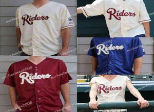 Mens dames jeugd frisco roughriders beige rood blauw aangepaste dubbele gestikte shirts honkbal jerseys highqueity4138435