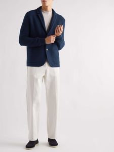 Herenwol Blends Europese en Amerikaanse stijl Autumn en Winter Loro Ribbed Cashmere Cardigan Piana Casual Outerwears