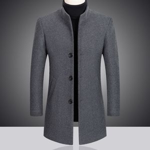 Mens Wool Blends Fashion Leisure Boutique Business Solid Color Slim Coat Trench Jacket 230818