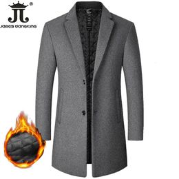 Mélanges de laine pour hommes manteau en laine pour hommes couleur unie coupe-vent mi-long mince chaud résistant à l'usure vêtements de cérémonie d'affaires veste décontractée 231118