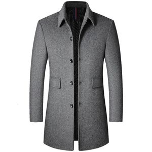Hommes laine mélanges hommes cachemire Trench manteaux longues vestes d'hiver automne mâle affaires décontracté taille 4XL 231120