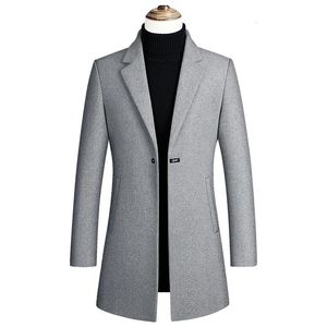 Hommes laine mélanges hommes longues vestes d'hiver cachemire Trench manteaux de haute qualité mâle affaires décontracté 4XL 231120