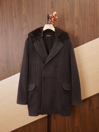 Manteaux de laine pour hommes Kiton d'hiver manteau long décontracté en cachemire à double boutonnage