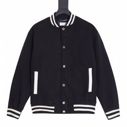 Heren wollen dikke jas jas lederen letters bomber varsity jack teddy zwart maat S-XL