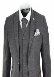 Mentes en laine Tweed Peak Boungers Suit 3 pièces Authentiques des années 1920 Ajustement Fit Classic Formal Prom Suit JacketPantsVest5261172