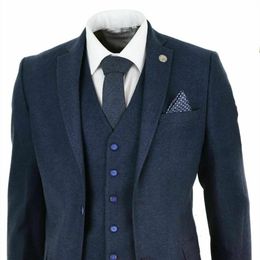 Heren Wol Tweed Peaky Blinders Pak 3-delig Authentiek jaren 1920 Tailored Fit Klassiek Prom Jasje Broek Vest262O
