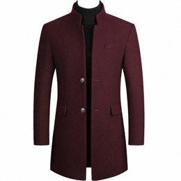 Manteau de laine pour hommes automne hiver 2022 moyen Lg coupe-vent épaissi col montant mâle Trench manteau Abrigo Hombre 98Fm #