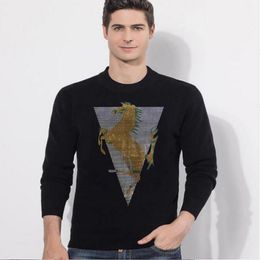 Pull en laine pour hommes motif cheval conception de diamant pull d'hiver mode décontractée de haute qualité Luxcy homme tricot vêtements Sweatershirt S-3xl