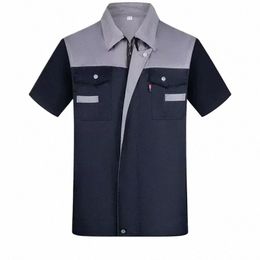 Camisa de taller para hombre uniforme de manga corta con cremallera chaqueta de trabajo de fábrica ropa de trabajadores de reparación mecánica traje de trabajo con bolsillo 00A3 #