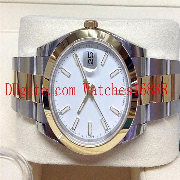 Montre-bracelet pour homme Datejust 41 mm 126303 Montre automatique pour homme bicolore Cadran blanc Acier inoxydable et or jaune M271N