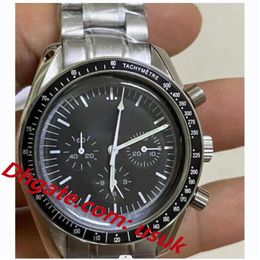 Reloj de pulsera para hombre Cronógrafo al aire libre VK Movimiento de cuarzo Apollo Men Moonwatch Relojes profesionales Reloj deportivo para hombre Redondo Negro Dial196U