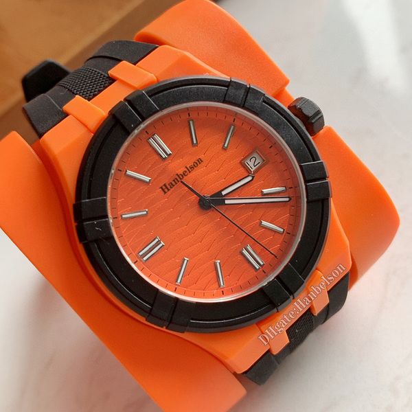 Montre-bracelet pour hommes RONDA515, mouvement à Quartz, boîtier en plastique environnemental, bracelet en caoutchouc de sport Orange, montre neutre 40mm