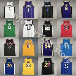 Heren Jeugdbasketbal Jayson 0 Tatum Stephen 30 Curry Doncic McGrady 1 Hardaway Wembanyama 22 Butler 21 Duncan Allen 3 Iverson James Jersey