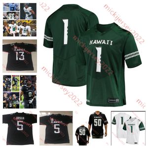 Heren Jeugd op maat Hawaii Rainbow Warriors voetbal 14 Von Killins 16 Logan Taylor Isaiah Tufaga Noah Kema Kaulana Makaula Cam Bell 21 Tiger Peterson Jersey