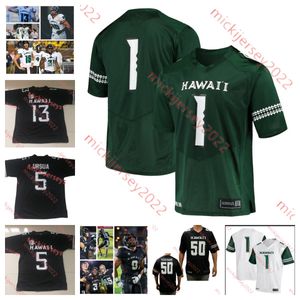 Heren Jeugd op maat Hawaii Rainbow Warriors voetbal 87 Devon Tauaefa Steven Fiso 1 Penei Pavihi Hugh Nelson II Ty Marsh McKenzie Barnes 6 Riley Wilson Jersey