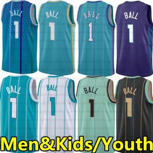 Hombres Jóvenes Niños 5 LaMelo Ball City Basketball Jersey Brandon Miller Terry Rozier Gordon Hayward Teal Purple White Jersey 2023 2024