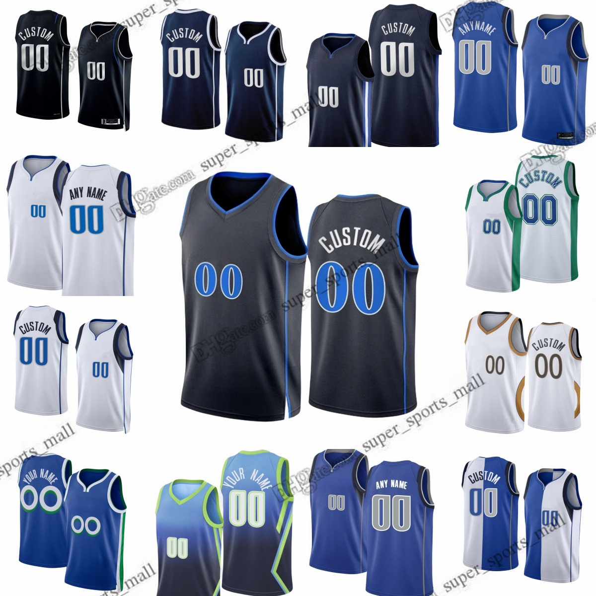 Mens Youth Luka Doncic Kyrie Irving Basketball Jerseys Dirk Nowitzki City 77 11 Blue Kids Black Edition Green Printed Jersey 2024