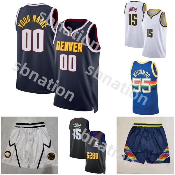 Jeunes pour hommes Nikola Jamal Murray Jokic Basketball Jersey Blue blanc Michael Porter Jr. Denvers Carmelo Anthony Aaron Gordon City Caldwell-Pope Braun Peyton Watson